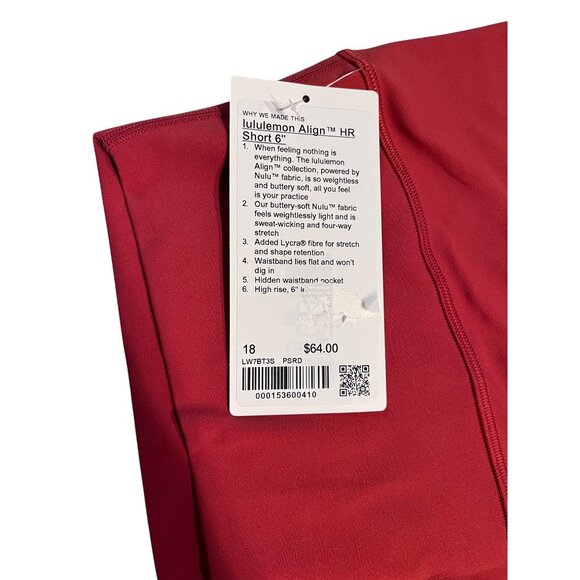 Lululemon Align High-Rise Shorts 6" Persian Red Nulu Fabric Buttery Soft Size 18 - Picture 3 of 3